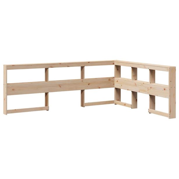 Kirjahyllyn pääty L-muotoinen 135 cm massiivipuumäntyä (59283)