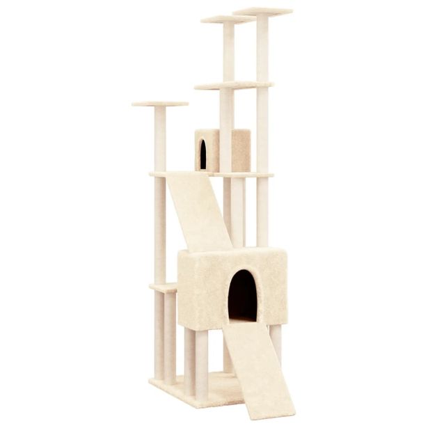 Kissan kiipeilypuu sisal- raapimispylväillä kerma 190 cm (71648)
