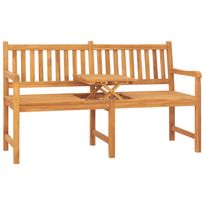 Kolmenistuttava puutarhapenkki pöydällä 150 cm, tiikkipuu