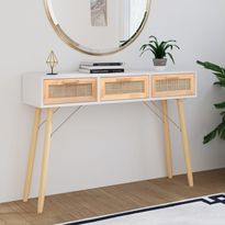Konsolipöytä 105x30x75cm, mänty ja rottinki, eri värejä