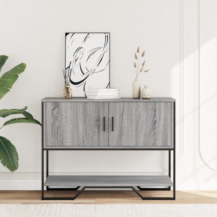 Konsolipöytä harmaa Sonoma 100x35x74,5 cm tekninen puu (48537)