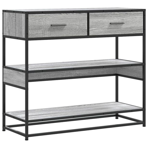 Konsolipöytä harmaa Sonoma 90x35x80 cm tekninen puu (49182)