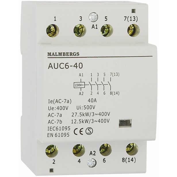 Kontaktori Malmbergs 40A 230V 4-napainen 3 moduulia