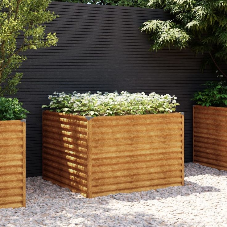 Korotettu kukkalaatikko 100x100x69 cm corten-teräs