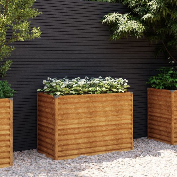 Korotettu kukkalaatikko 100x50x69 cm corten-teräs