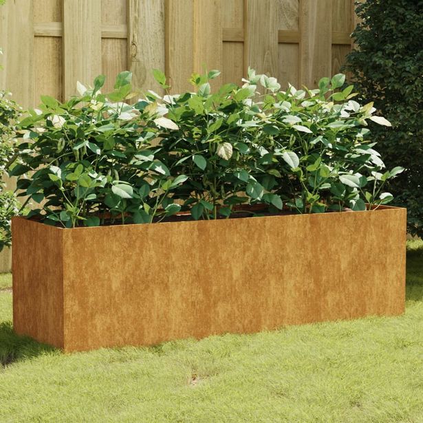 Korotettu kukkalaatikko 120x40x40 cm corten-teräs