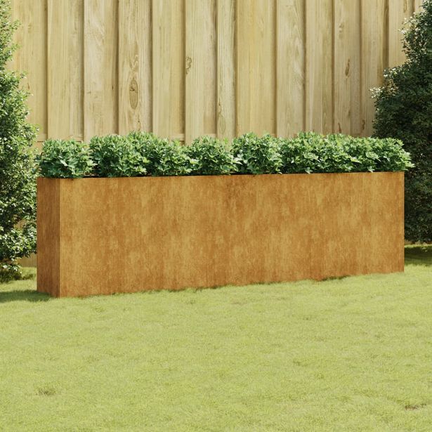 Korotettu kukkalaatikko 280x40x80 cm corten-teräs