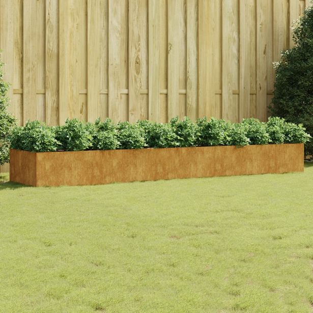 Korotettu kukkalaatikko 360x80x40 cm corten-teräs