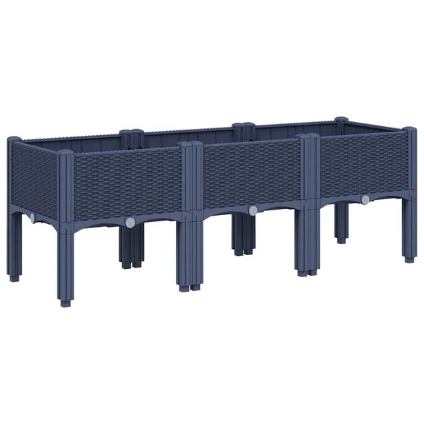 Kukkalaatikko jaloilla harmaa 120x40x42 cm PP (67896)
