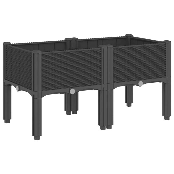 Kukkalaatikko jaloilla musta 80x40x42 cm PP (67893)
