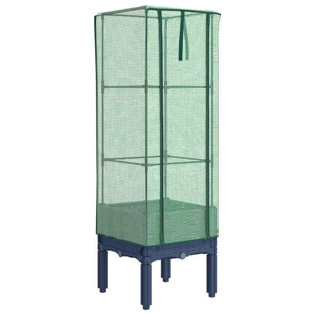 Kukkalaatikko kasvihuonepeitteellä rottinkityyli 40x40x140 cm (15832)