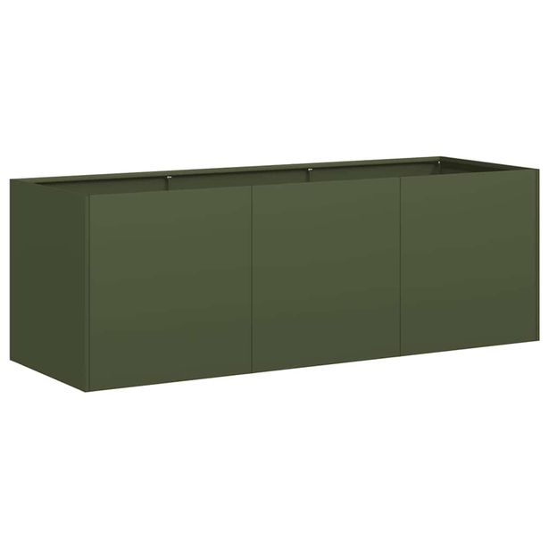 Kukkalaatikko oliivinvihreä 120x40x40 cm kylmävalssattu teräs (60678)