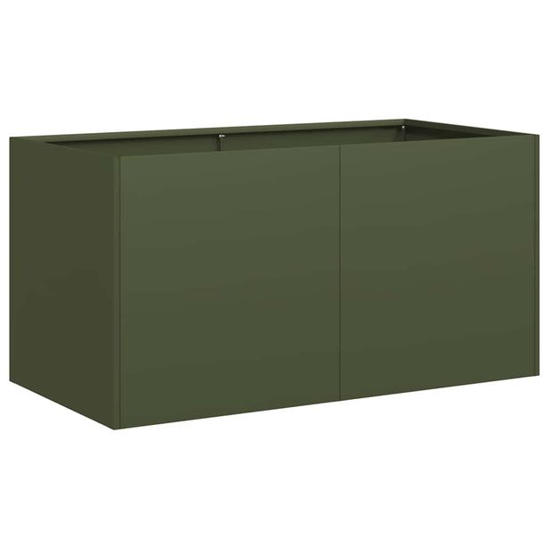 Kukkalaatikko oliivinvihreä 80x40x40 cm kylmävalssattu teräs (60671)