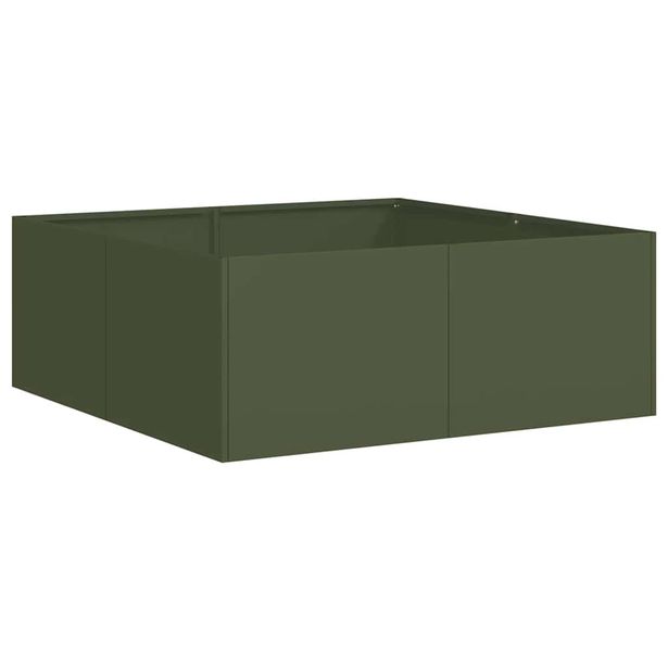 Kukkalaatikko oliivinvihreä 80x80x30 cm teräs (60804)