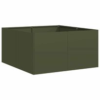 Kukkalaatikko oliivinvihreä 80x80x40 cm kylmävalssattu teräs (60741)