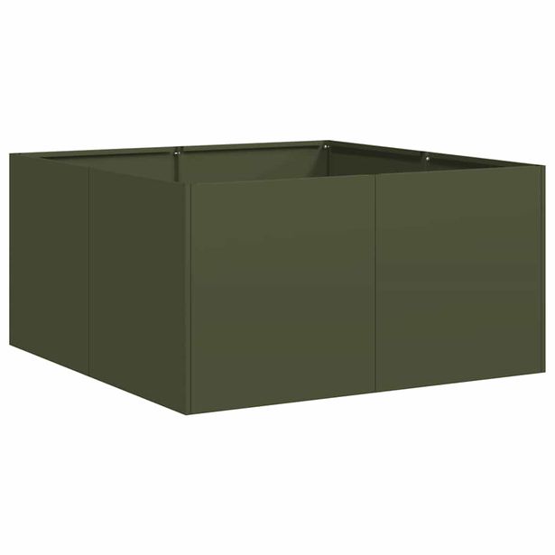 Kukkalaatikko oliivinvihreä 80x80x40 cm kylmävalssattu teräs (60741)