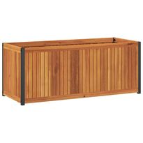 Kukkalaatikko puutarhaan 110x45x44 cm täysi akasiapuu ja teräs (67612)
