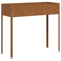 Kukkalaatikko puutarhaan harmaa 100x40x77 cm säänkestävä teräs (08961)
