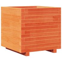 Kukkalaatikko puutarhaan vahanruskea 50x50x49,5 cm täysi mänty (47355)
