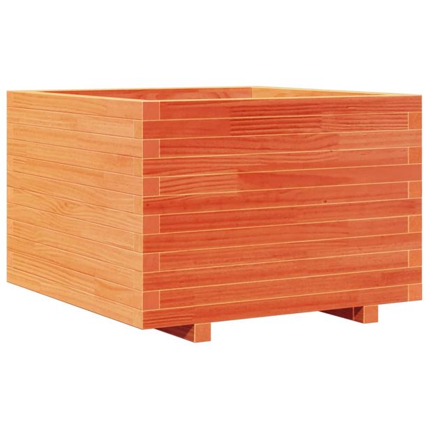 Kukkalaatikko puutarhaan vahanruskea 70x70x49,5 cm täysi mänty (47365)