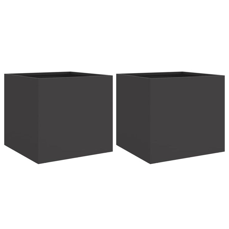 Kukkalaatikot 2 kpl musta 32x30x29 cm teräs (41536)
