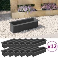 Kukkalaatikot eurolavoille 12 kpl harmaa 36x13,5x9,5 cm PP (18302)