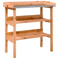 Kukkapöytä hyllyillä ruskea 78x38x82,5 cm täysi kuusi (56353)