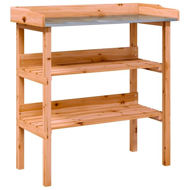 Kukkapöytä hyllyillä ruskea 78x38x82,5 cm täysi kuusi (56353)