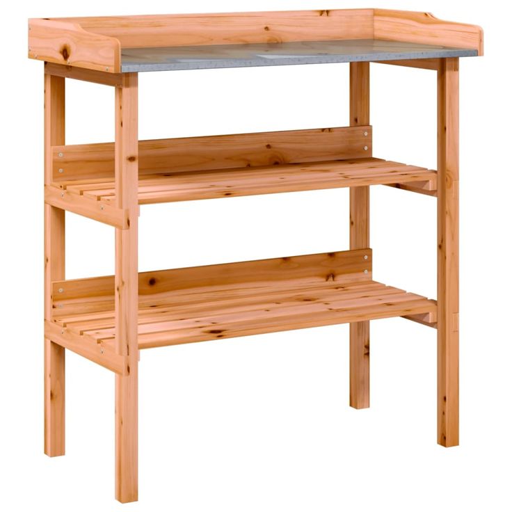 Kukkapöytä hyllyillä ruskea 78x38x82,5 cm täysi kuusi (56353)