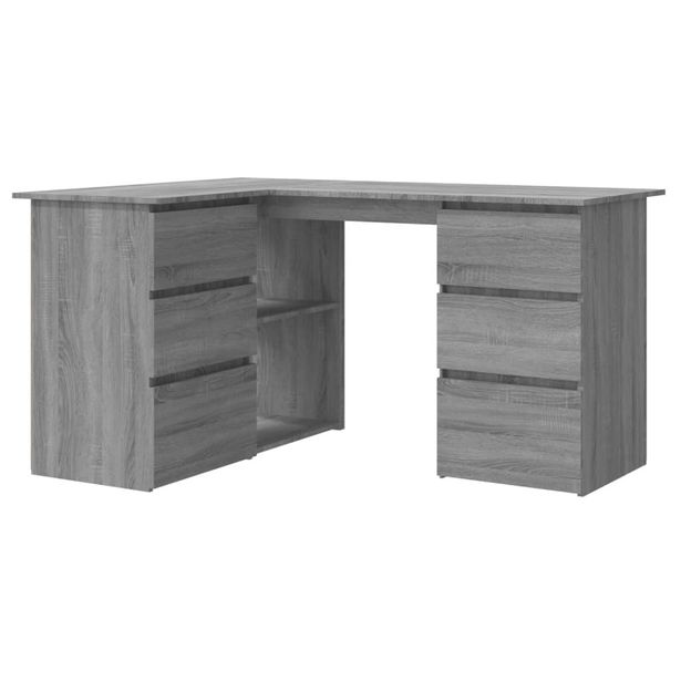 Kulmapöytä harmaa Sonoma 145x100x76 cm tekninen puu (15442)