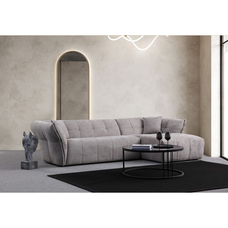 Kulmasohva Linento Furniture Boxer, vaaleanharmaa, oikea
