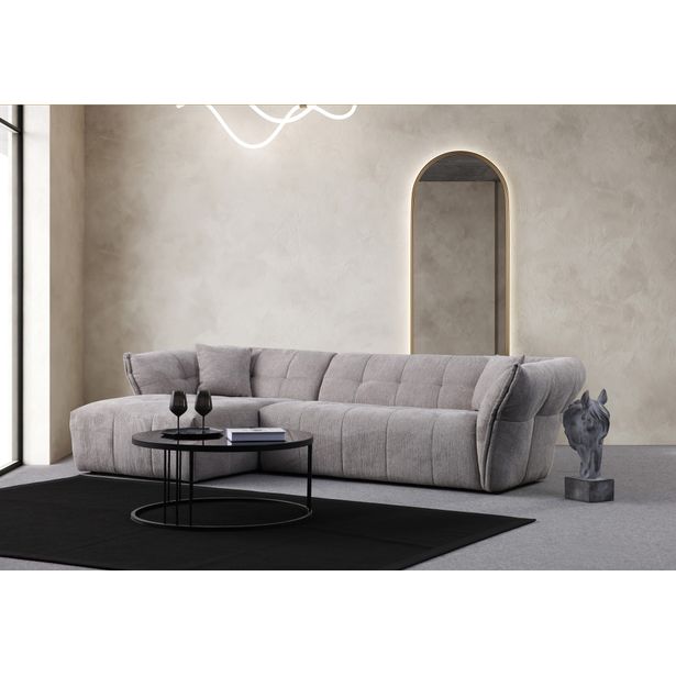 Kulmasohva Linento Furniture Boxer, vaaleanharmaa, vasen