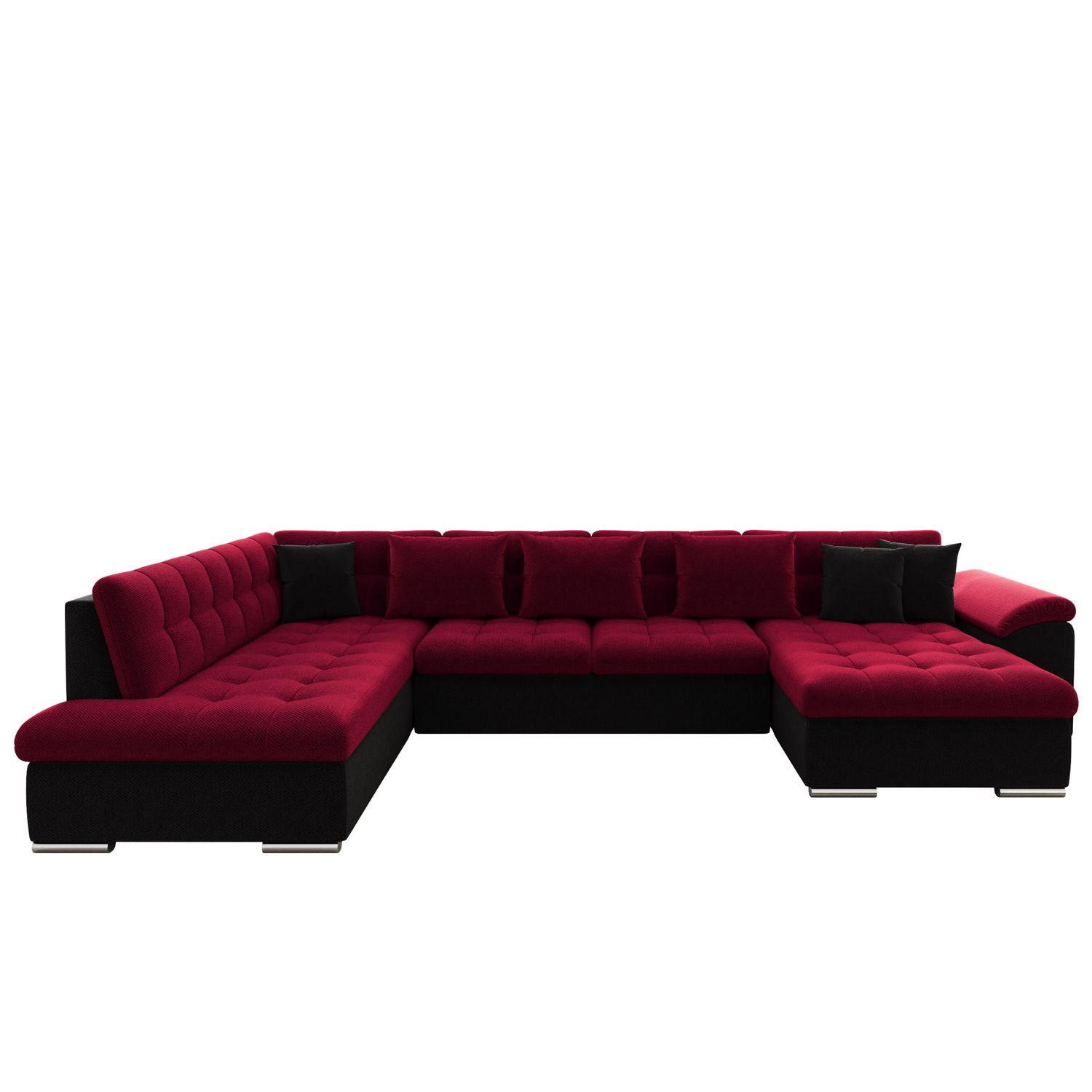 U-sohva NIKO, 6-8-istuttava, musta/punainen (4893)