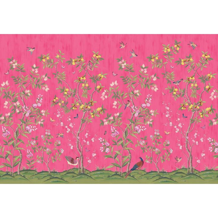 Kuvatapetti Rebel Walls Chinoiserie Chic Fuchsia, non-woven, mittatilaus
