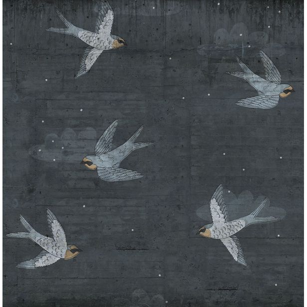 Kuvatapetti Rebel Walls Concrete Art Night Swallow, non-woven, mittatilaus