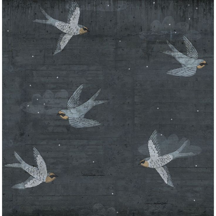 Kuvatapetti Rebel Walls Concrete Art Night Swallow, non-woven, mittatilaus