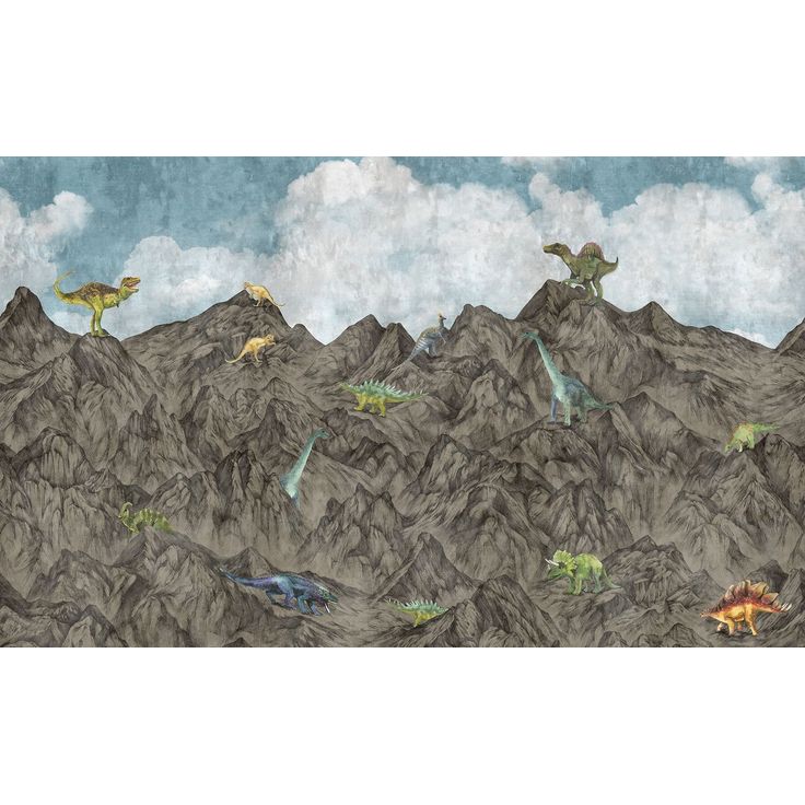 Lastenhuoneen tapetti Rebel Walls Dinosaur Mountain Day, non-woven, mittatilaus