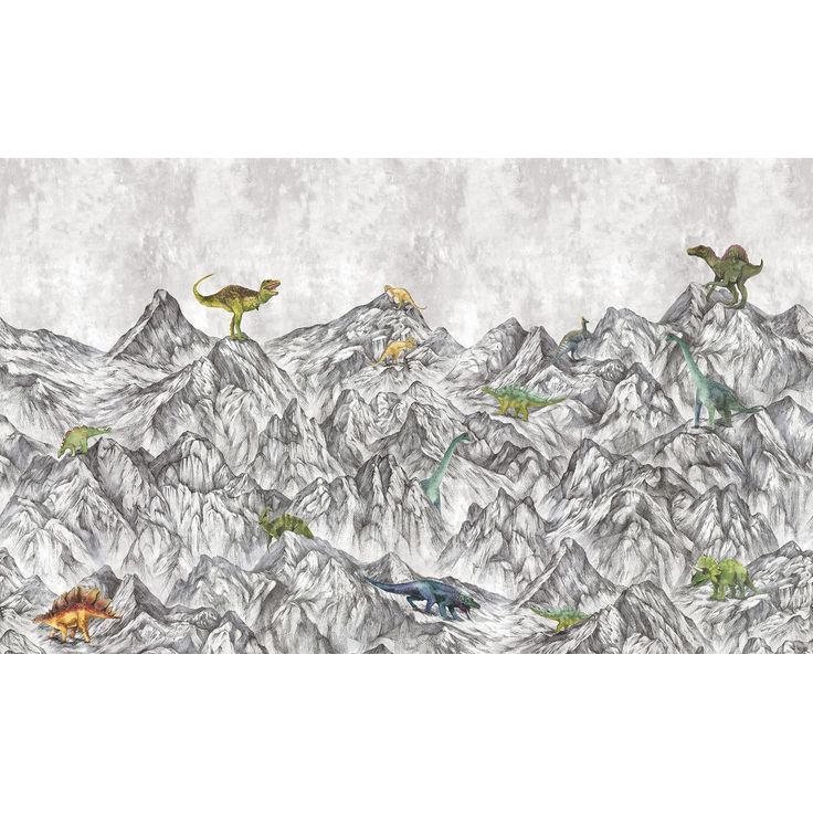 Lastenhuoneen tapetti Rebel Walls Dinosaur Mountain, non-woven, mittatilaus