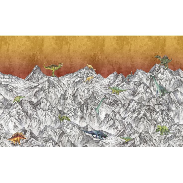 Lastenhuoneen tapetti Rebel Walls Dinosaur Mountain Volcano, non-woven, mittatilaus