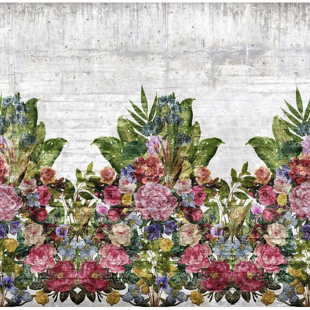 Kuvatapetti Rebel Walls Flower Burst Concrete, non-woven, mittatilaus