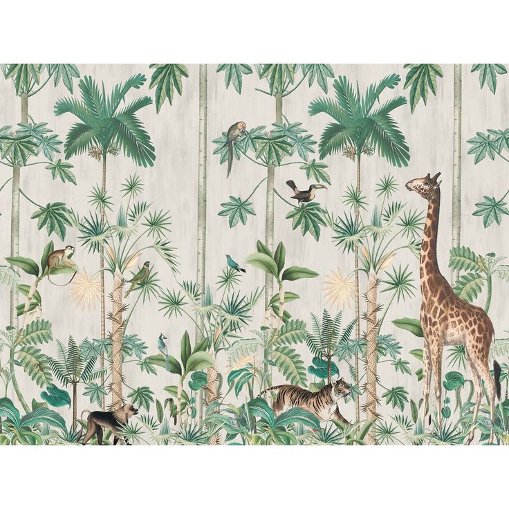 Kuvatapetti Rebel Walls Giraffe's Stroll, non-woven, mittatilaus