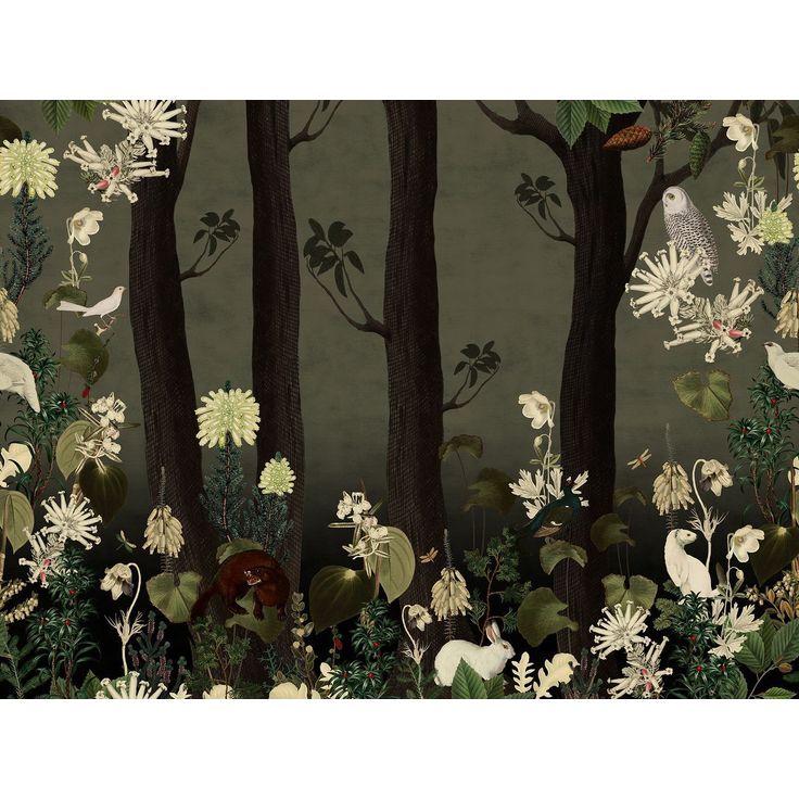 Metsätapetti Rebel Walls Rabbit Hole Moss, non-woven, mittatilaus
