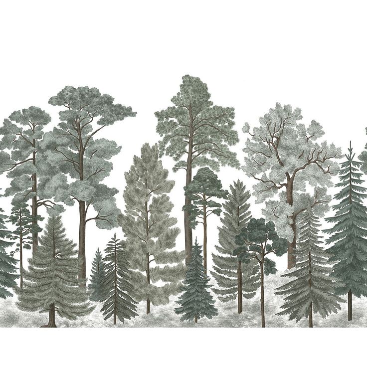 Metsätapetti Rebel Walls Scandinavian Bellewood Frost, non-woven, mittatilaus