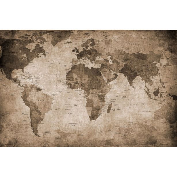 Kuvatapetti Rebel Walls World Map Brown, non-woven, mittatilaus
