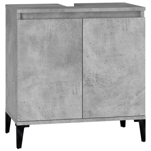 Kylpyhuoneen allaskaappi betoninharmaa 58x33x60 cm tekninen puu (21264)