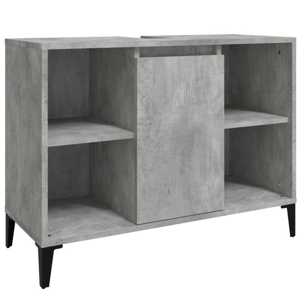 Kylpyhuoneen allaskaappi betoninharmaa 80x33x60 cm tekninen puu (21296)