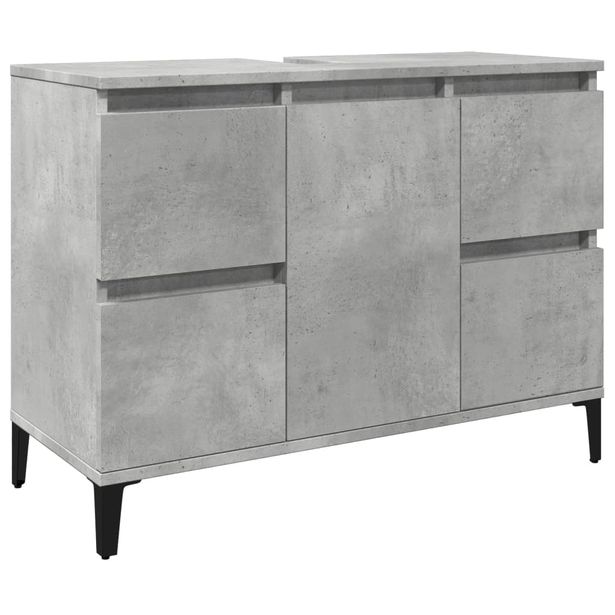 Kylpyhuoneen allaskaappi betoninharmaa 80x33x60 cm tekninen puu (57128)