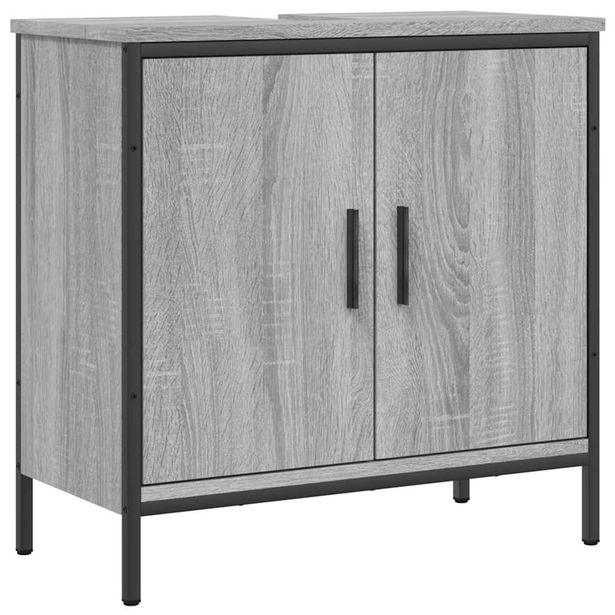 Kylpyhuoneen allaskaappi harmaa Sonoma 60x30x60 cm tekninen puu (42449)