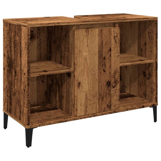 Kylpyhuoneen allaskaappi vanhaa puuta 80x33x60 cm tekninen puu (57135)