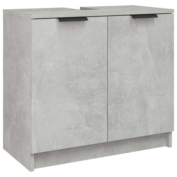 Kylpyhuoneen kaappi betoninharmaa 64,5x33,5x59 cm tekninen puu (11308)